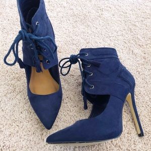 Blue lace up heels